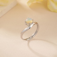 Sterling Silver s925 Ring Female Natural Opal Moonstone Fashion Ring Simple Fresh