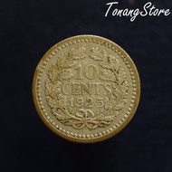 Uang Kuno Koin Silver 10 Cent Belanda wilhelmina mantel 1925 -1005