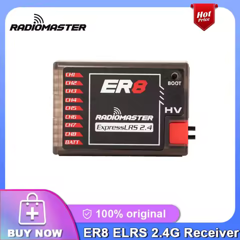 RadioMaster ER8 2.4GHz ELRS PWM Receiver for Fixed-wing Aircraft