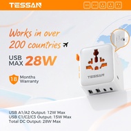 TESSAN Travel Adapter International Plug 5.6A 3 Type C 2 USB A Ports,Universal Worldwire Charger