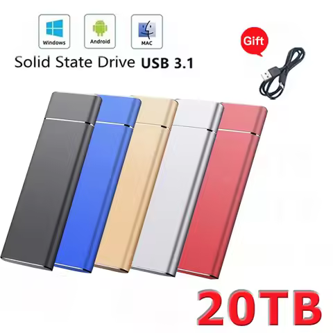 Hard Drive 20TB High-speed External SSD Portable SSD USB3.0 Solid State Disk Backup Storage for Mac/
