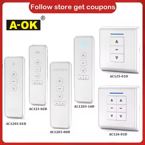A-OK AC123 01/02/06/16 Channel Remote Controller RF433 Wireless Wall Controller AC125 for AOK RF433 