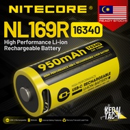 NITECORE NL169R - 950mAh Rechargeable RCR123 16340 Battery with USB-C Charging Port - Ready Stock in