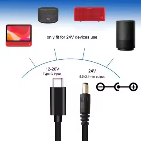 31BA USB C Type-C to 5.5x2.1mm 2.5x0.7mm 3.5x1.35mm 4.0x1.7mm 24V Power Cable for Router LED Light F