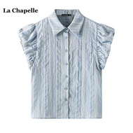 puff sleeve puff sleeve blouse nabora blouse La Chapelle Summer Blue Striped Shirt - Puff Sleeve Des