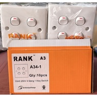 "RANK" SIRIM 4 GANG 1 WAY SWITCH