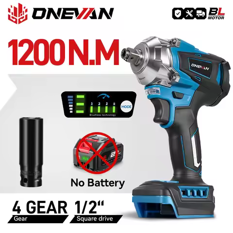 ONEVAN 1200N.M Brushless Electric Impact Wrench 1/2" Cordless Drill Screwdriver Car Home Power Tool