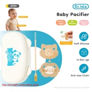 Dr.isla 2PCS Baby Soothie Pacifier Set  BPA Free Silicone Orthodontic Soother Anti-Loss Chain Newbor