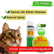 PS Herbs Natural Spray F7 Cream S3 Kucing Sporo Luka Bisul Nanah Kurap Fungus Ringworm