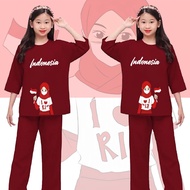 Indonesian Independence Day Girls' Outfit, August Clothes, Fits Ages 8-14 Years