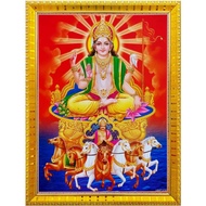 Lord Surya Dev With 7 Lucky Horses Vastu Poster Puja Room Temple Wall Hanging Gift Home Decor 49HAO