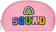 iscream 8.25" x 5" Nylon and Chenille Accent Fully Lined Wide Zipper Opening Cosmetic Bag - Rainbow 