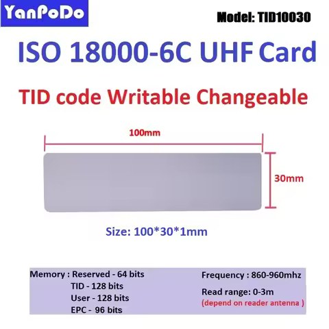 Yanpodo UHF TID Changeable 18000-6C Dry Inlay Tag ISO18000 6C TID EPC Writable Modifiable Rewritable