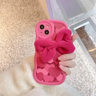 เคสโทรศัพท์หัวใจรักแบบเต็มหน้าจอสำหรับ iPhone14 Rose Red Bow Case สำหรับ iPhone12ProMax Wave Edge Stick Leather Case สำหรับ iPhone13 Pink Beaded Chain เคสโทรศัพท์ซิลิโคนสีแดงสำหรับ iPhone11 Rose กรณีโทรศัพท์สำหรับ iPhone13 Pro หวานและน่ารัก