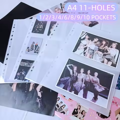 10pcs A4 Photo Album Pages 2pcs Separator 4pcs Index 11 Holes 4×6 10×15 Protector Photocard Sleeves