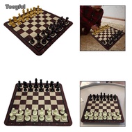 Tooyful Chess Board Chess Game Set Portable Premium Folding Chess Checkers Set Non Slip Base Family 