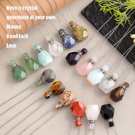 Source Essential Oil Bottle Diamond Faceted Natural Stone Aromatherapy Pendant Pink Crystal Jade Per