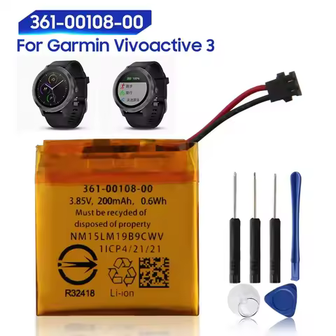 Replacement Battery For Garmin Vivoactive3 Vivoactive 3 GPS GLONASS 361-00108-00 Rechargable Li-ion 