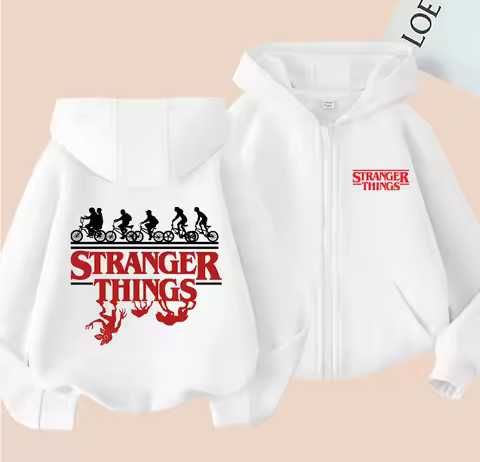 Fashion Casual Tops Hot Game Kids Clothing Cartoon Girls Boy Funny Hawkins Demogorgon Zip Hooded Swe