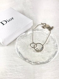 【VintageShop solo 日本直送中古包專賣店】Christian Dior   項鍊 銀色 Logo 圓形 寶石 vintage bzvri3