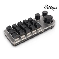 15 Keys 3 Knobs Macro Programmable Keyboard, 3 Connection Modes One Handed Macro Mechanical Keyboard