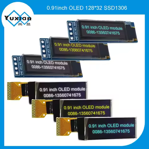 0.91 Inch 128*32 128x32 OLED Display Module SSD1306 control I2C IIC interface 4pin / 14pin Blue Yell