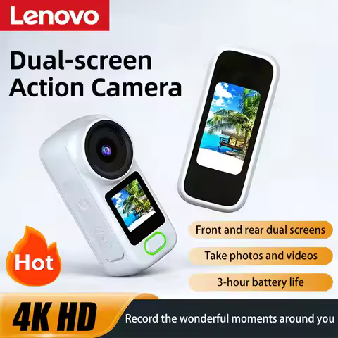 Lenovo Magnetic Thumb Action Camera Dual Screen Camera 4k Portable Anti Shake Vlog Action Camera Rec
