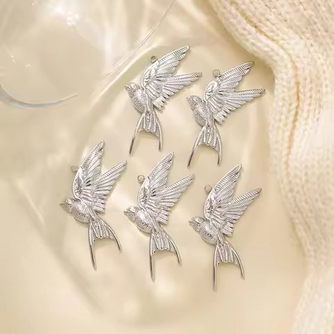 3pcs Peace Dove Charms Stainless Steel Gold Color Bird Pendant for Keychain Earring Necklace Making 