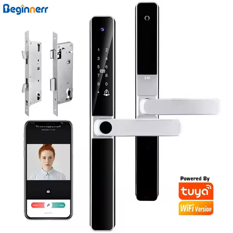 Video Intercom Camera Smart Auminum door lock Euro Mortise 72/85/92mm Waterproof IP68 Tuya wifi Fing