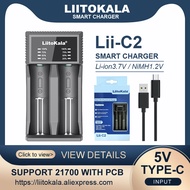 LiitoKala Lii-C2 Universal 3.7V Battery Charger Fits 18650 21700 26650 17500 1.2V AA AAA SC Batteries, Can Load 21700 With PCB.