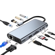 11in1 Type-C Docking Station to HDMI 4K VGA Expansion RJ45 USB3.0 PD Charging 3.5mm Jack Dock Sd Tf 