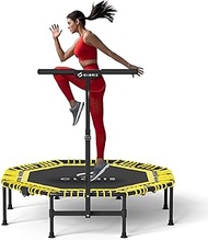 CLORIS 48'' Foldable Fitness Trampoline - Max Load 450lb, Rebounder with Adjustable Foam Handle Indoor/Outdoor Fitness Body Exercise (48''Yellow)