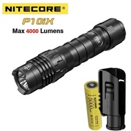 พร้อมส่ง Nitecore P10iX 4000LM 4ไฟฉาย LED ไฟฉาย USB-C ชาร์จไฟฉายยุทธวิธี + 5000MAh 21700แบตเตอรี่ + 