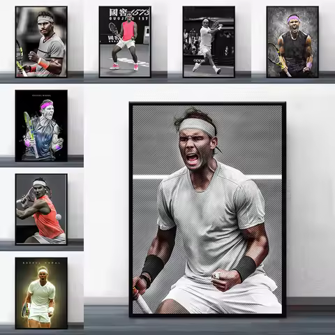 World Tennis Poster Player Rafael Nadal Roger Federer Poster Wall Art Canvas Painting Wall Art Decor