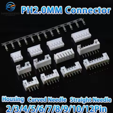 10Set PH2.0 Connector 2.0mm Pitch 2p 3p 4p 5p 6p 7p 8p 10p 11p12p pin Housing Straight/ Curved Pin H