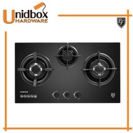 EF EFH 7630 TN VGB 73CM Tempered Glass Gas Hob/EF/3 Burners/Kitchen Appliances/Cooking Hobs/Gas Stov