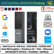 (USED) Desktop Dell OptiPlex 3020 SFF Intel Core i3/i5/i7 4th Gen, 8GB RAM 256GB SSD - Win 10 Pro