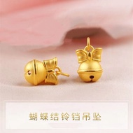 916 Gold Bow Bell Pendant/ Running Princess Bell Pendant charm gold 916