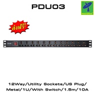 Mastersat GLINK รางปลั๊กไฟตู้ Rack 12 ช่อง 19 นิ้ว สายยาว 1.5 เมตร รุ่น PDU-02 รองรับกระแสไฟ 10A 220