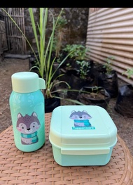 Tupperware bowl kotak makan450ml+botol 350ml.harga per warna
