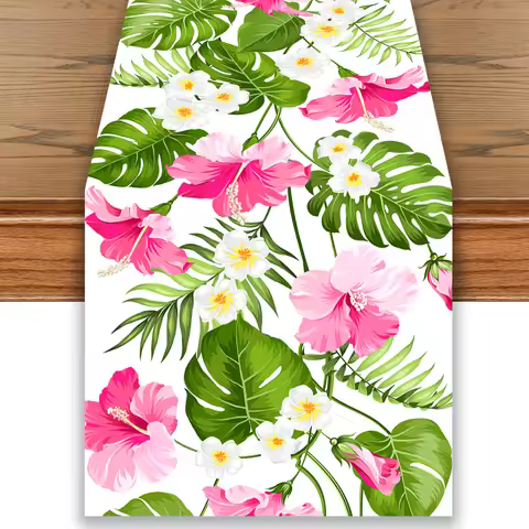 Summer Hawaiian Floral Table Runner Birthday Party Decor Aloha Hawaii Tropical Party Supplies Dining