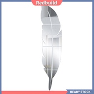redbuild|  Removable 3D Acrylic Long Feather Wall Mirror Art DIY Sticker Home Shop Decor