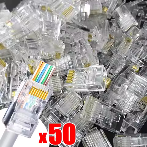 1-50PCS Transparent RJ45 Ethernet Cables Module Plugs For CAT6 CAT5e Network Wire Connector PC Hardw
