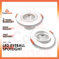 CS_ LED Eyeball 3W 7W Spotlight Recessed Downlight Home Lighting Room Ceiling Down Light Lampu Siling Hiasan Rumah