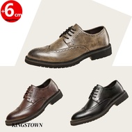 Elegant Elevator Leather Oxford Shoes Men's Chunky Formal Business Shoes Height Increase 6CM