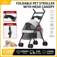 Lightweight Dogs and Cats Stroller Upto 44lbs with Mesh Canopy torage Basket and Cup Holder