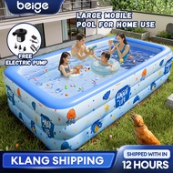 Beige 3 Rings Inflatable Swimming Pool Kolam Renang Budak Kolam Mandi budak Baby non-slip buttom poo