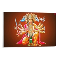 Panchmukhi Hanuman Poster Painting Print Poster Wall Art Canvas Painting Gifts Bedroom Living Room D