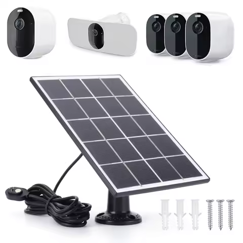 5V 10W Camera Solar Panel Charger IP65 Waterproof 9.8Ft/3M Cable 360°Adjustable Wall Mount for Arlo 