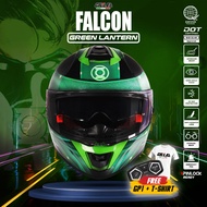 Gille Helmet 883 FALCON GREEN LANTERN Motorcycle Helmets Full Face Dual Visor Free Iridium Lens